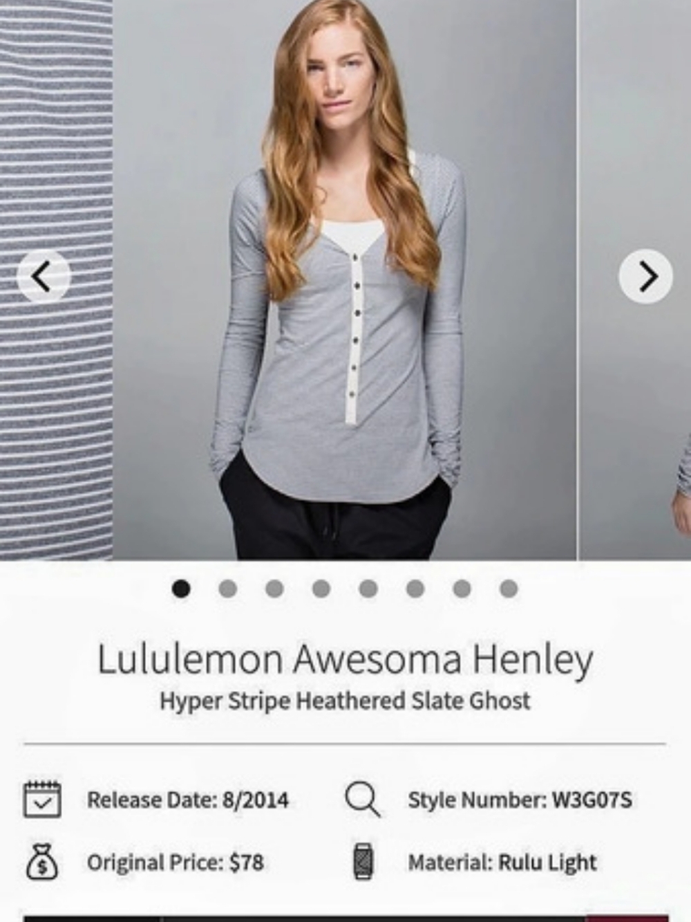 lululemon Awesoma Henley Striped Long Sleeve Henley in Gray & White